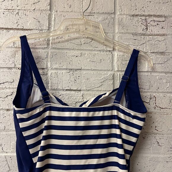 Glow & Grow Blue and White Striped One Piece Swimsuit Nautical Sailor XL - Picture 6 of 10